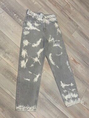 We The Free "Baykan" Kate High-Rise Tapered Gray & White Jeans